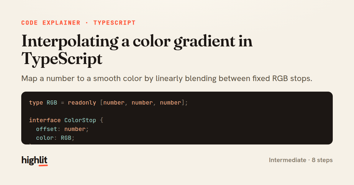 Interpolating a color gradient in TypeScript — share card