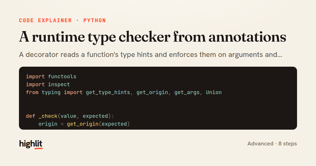A runtime type checker from annotations — share card