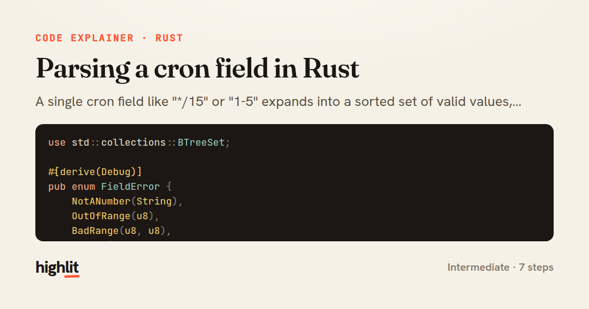 Parsing a cron field in Rust — share card
