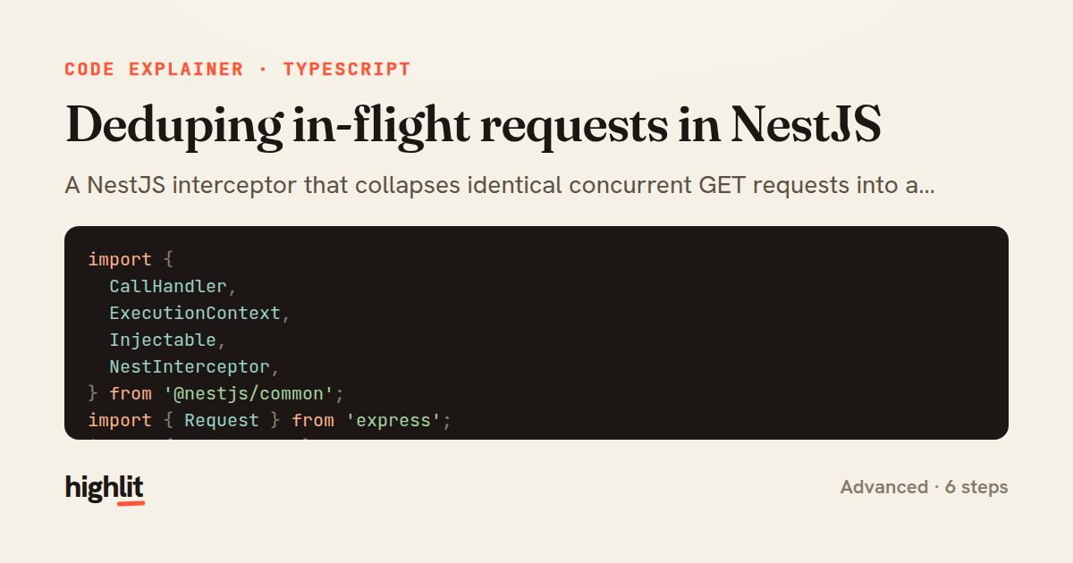 Deduping in-flight requests in NestJS — share card