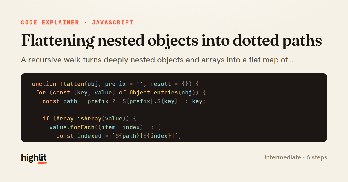 Flattening nested objects into dotted paths — share card