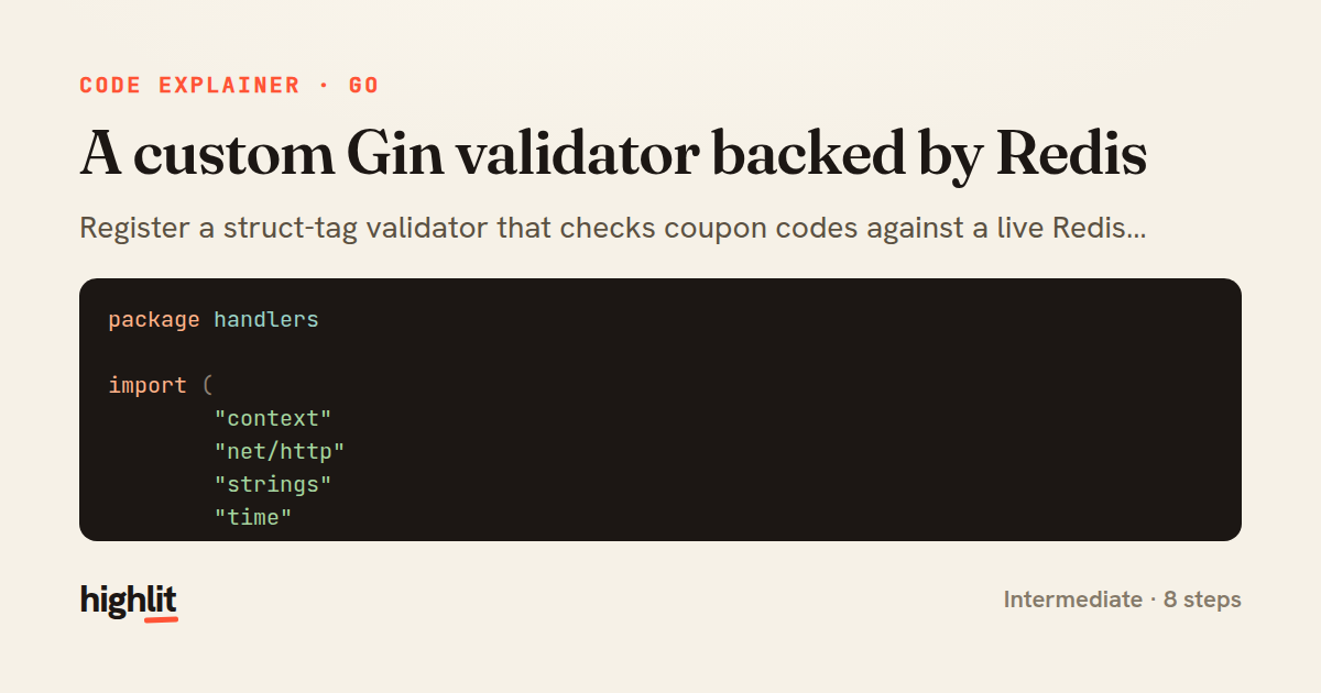 A custom Gin validator backed by Redis — share card