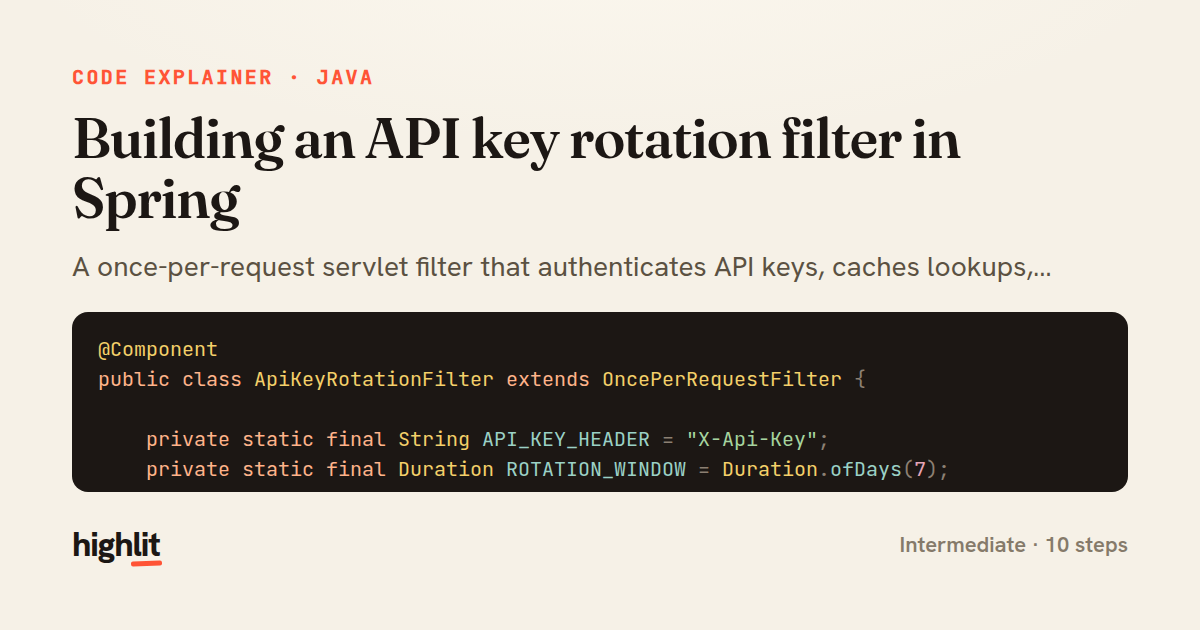 Building an API key rotation filter in Spring — share card