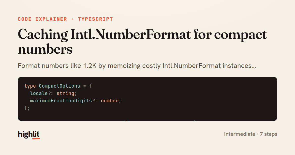 Caching Intl.NumberFormat for compact numbers — share card