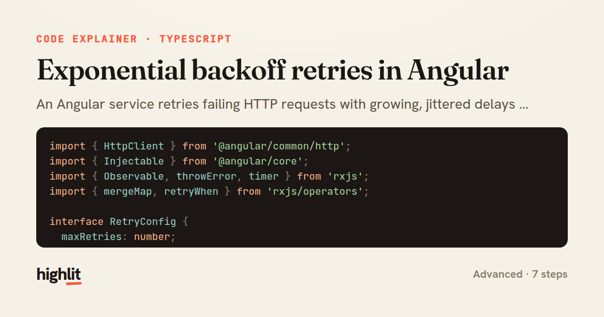 Exponential backoff retries in Angular — share card