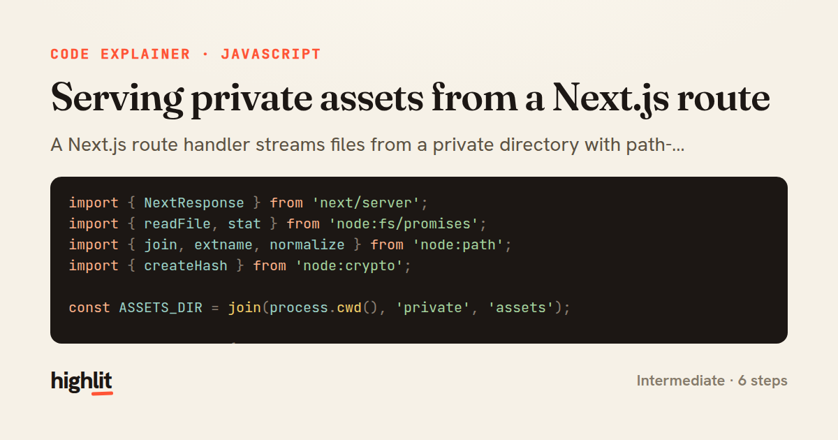 Serving private assets from a Next.js route — share card