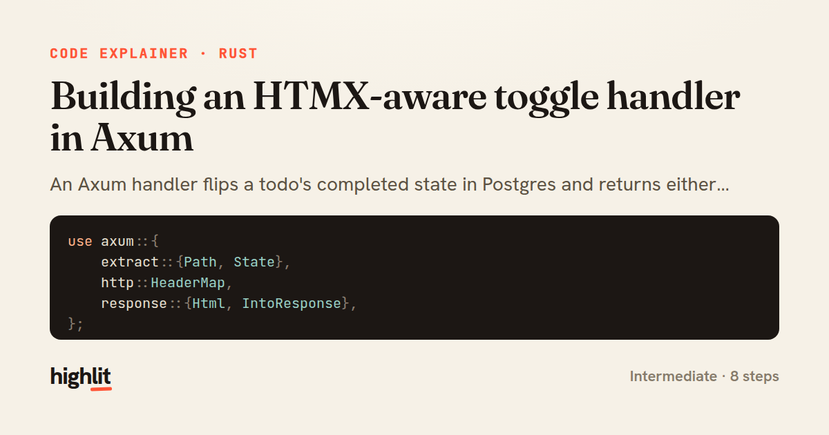 Building an HTMX-aware toggle handler in Axum — share card