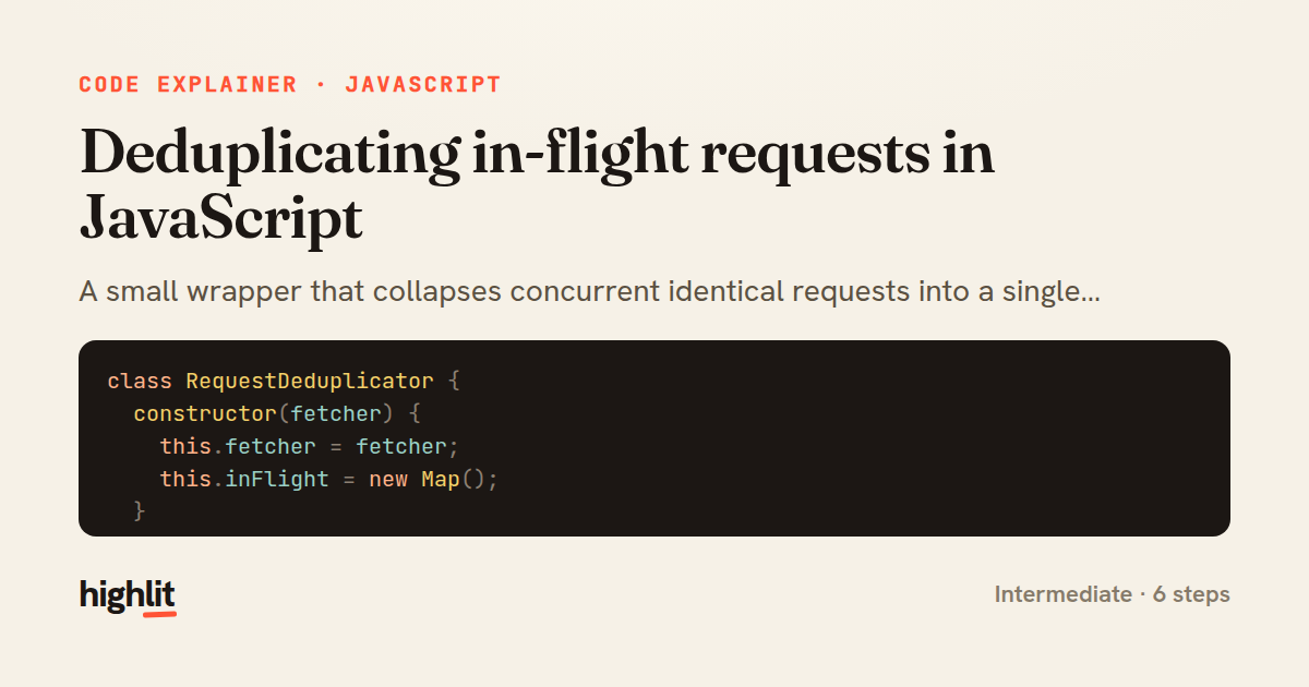 Deduplicating in-flight requests in JavaScript — share card