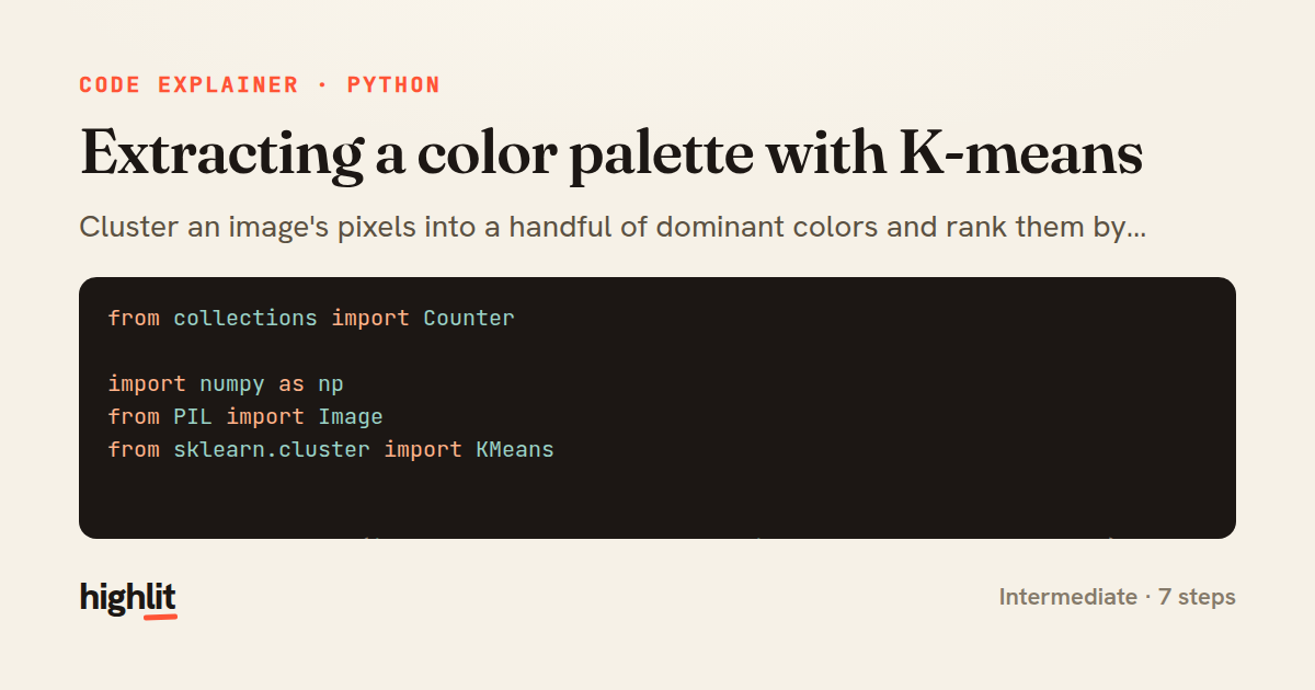 Extracting a color palette with K-means — share card