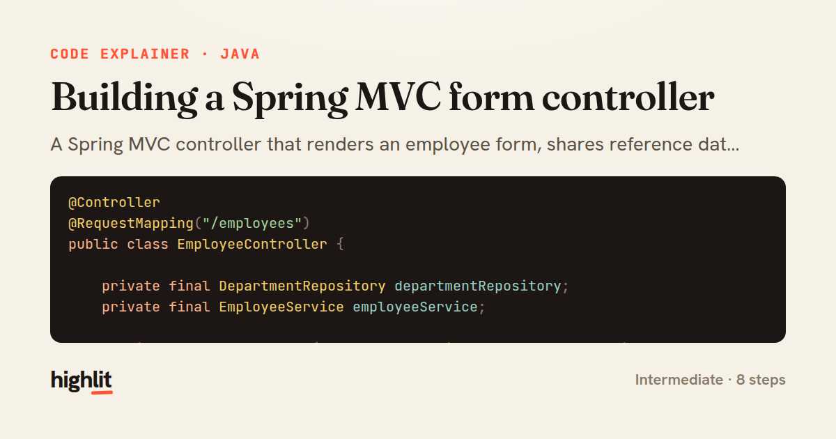 Building a Spring MVC form controller — share card