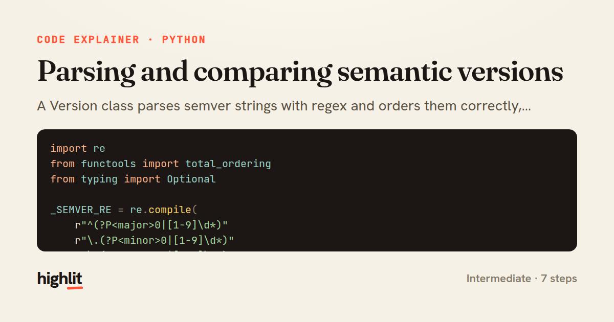 Parsing and comparing semantic versions — share card