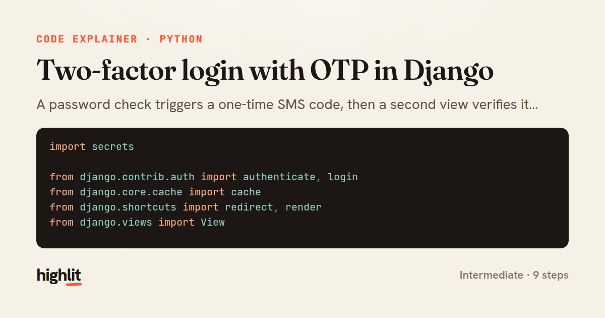 Two-factor login with OTP in Django — share card