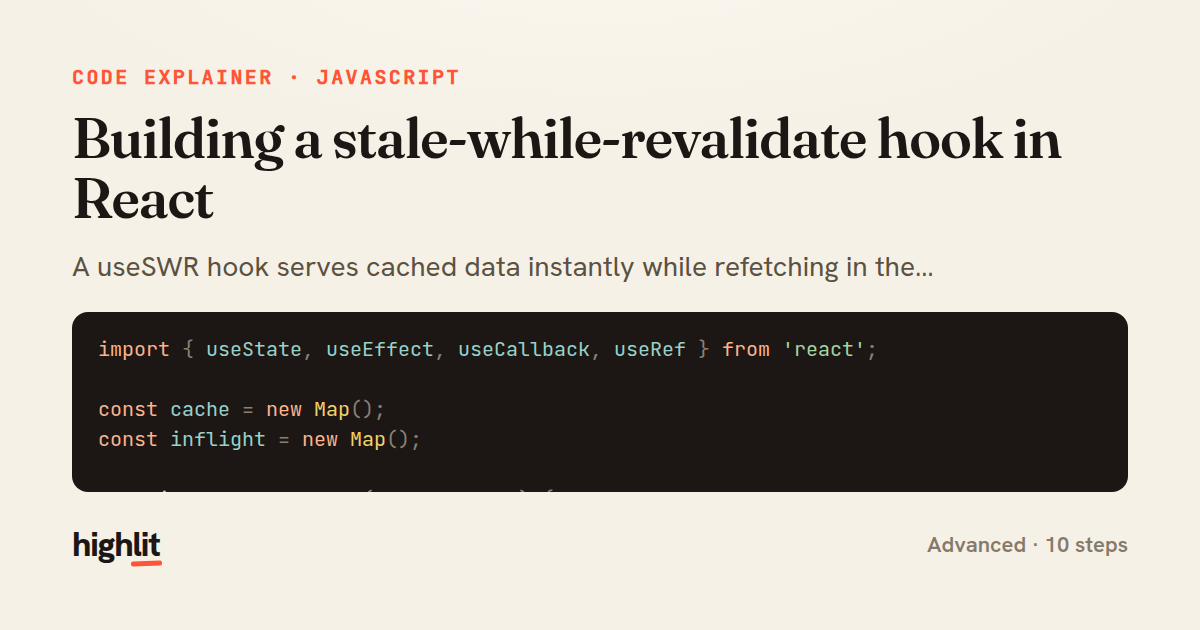 Building a stale-while-revalidate hook in React — share card
