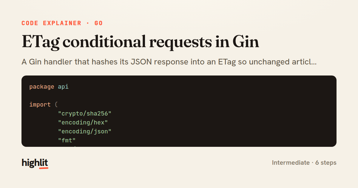 ETag conditional requests in Gin — share card