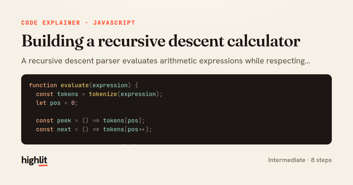 Building a recursive descent calculator — share card