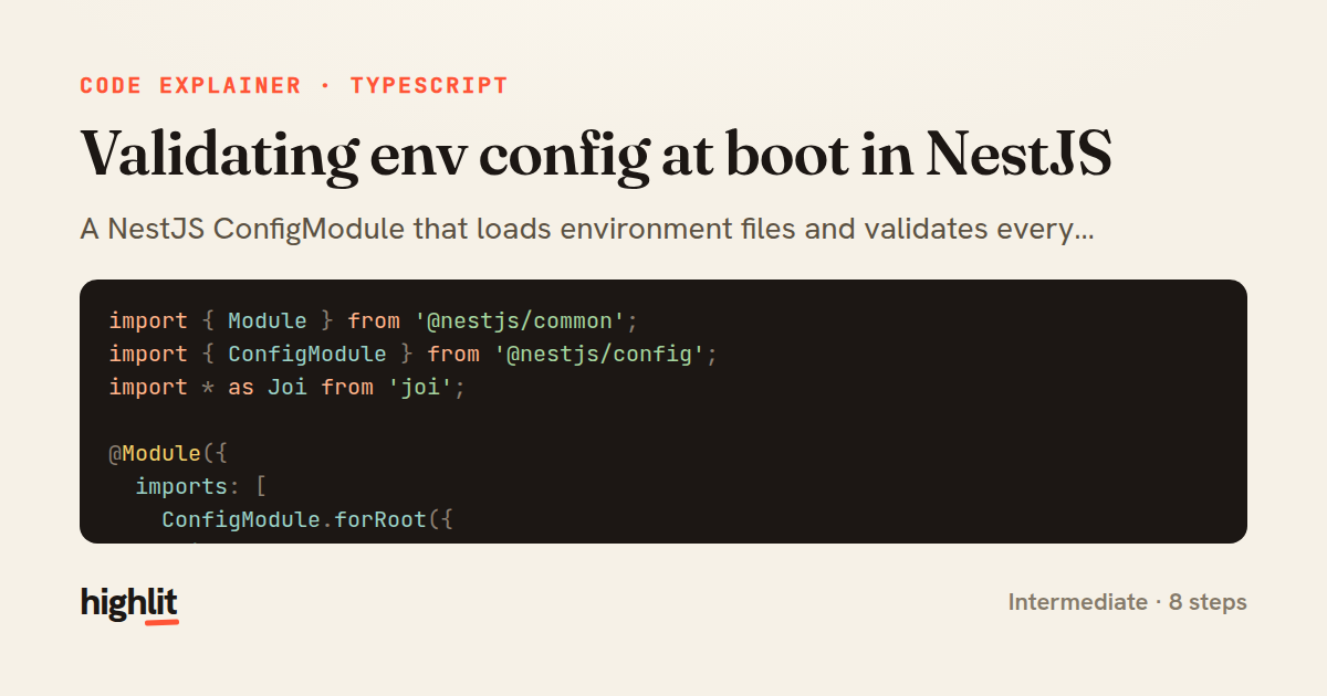 Validating env config at boot in NestJS — share card