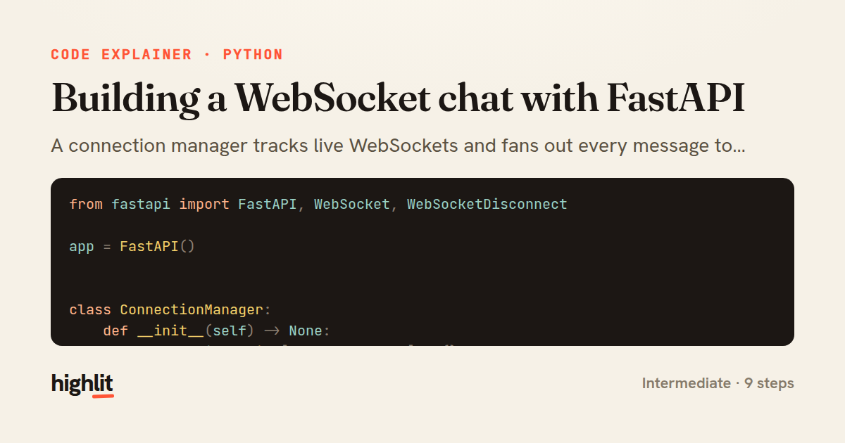 Building a WebSocket chat with FastAPI — share card