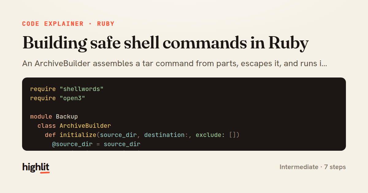 Building safe shell commands in Ruby — share card