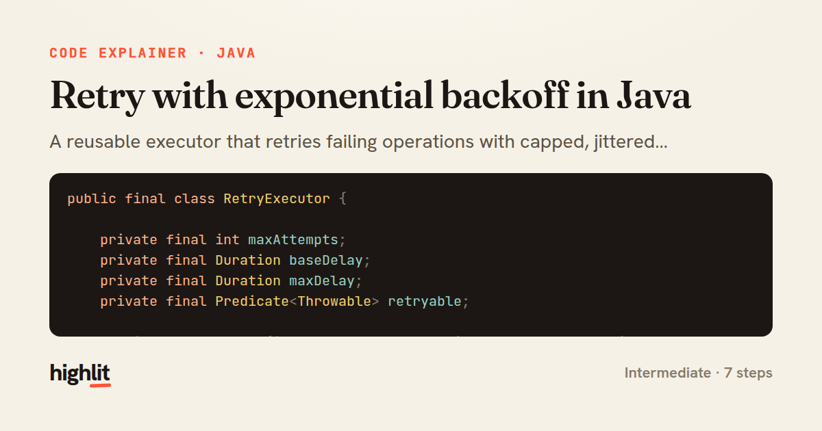 Retry with exponential backoff in Java — share card