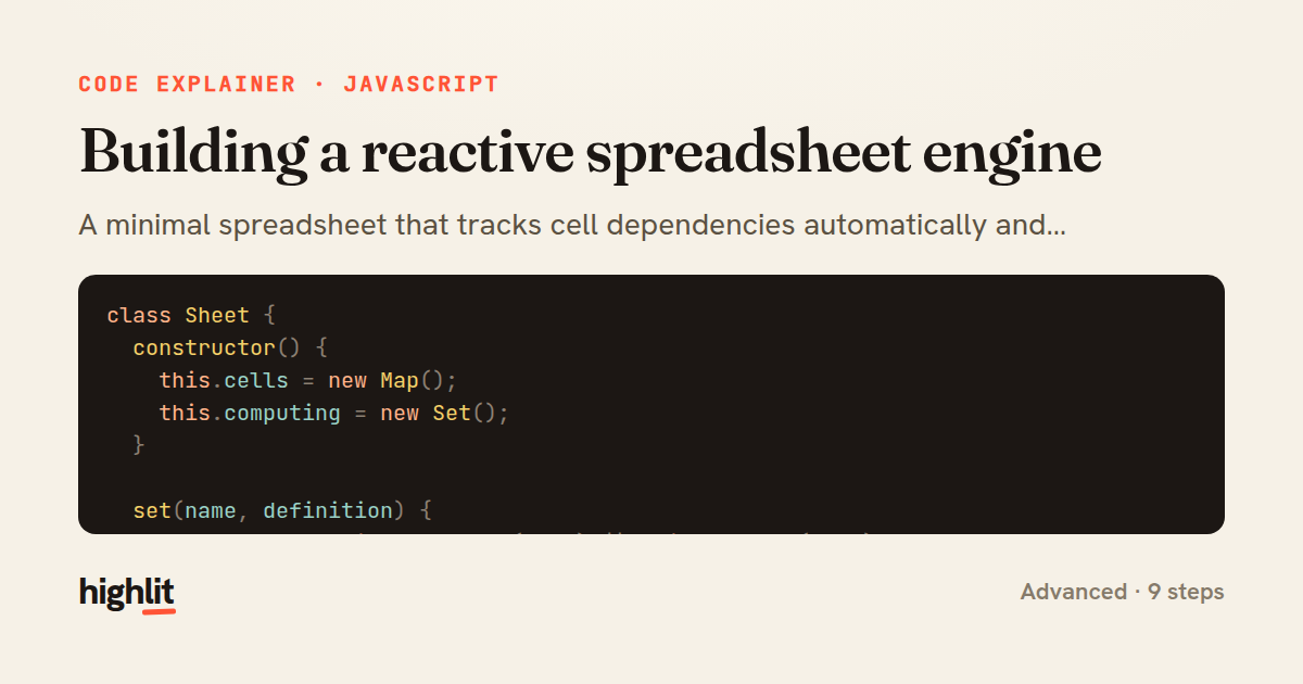 Building a reactive spreadsheet engine — share card
