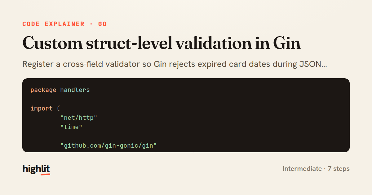 Custom struct-level validation in Gin — share card
