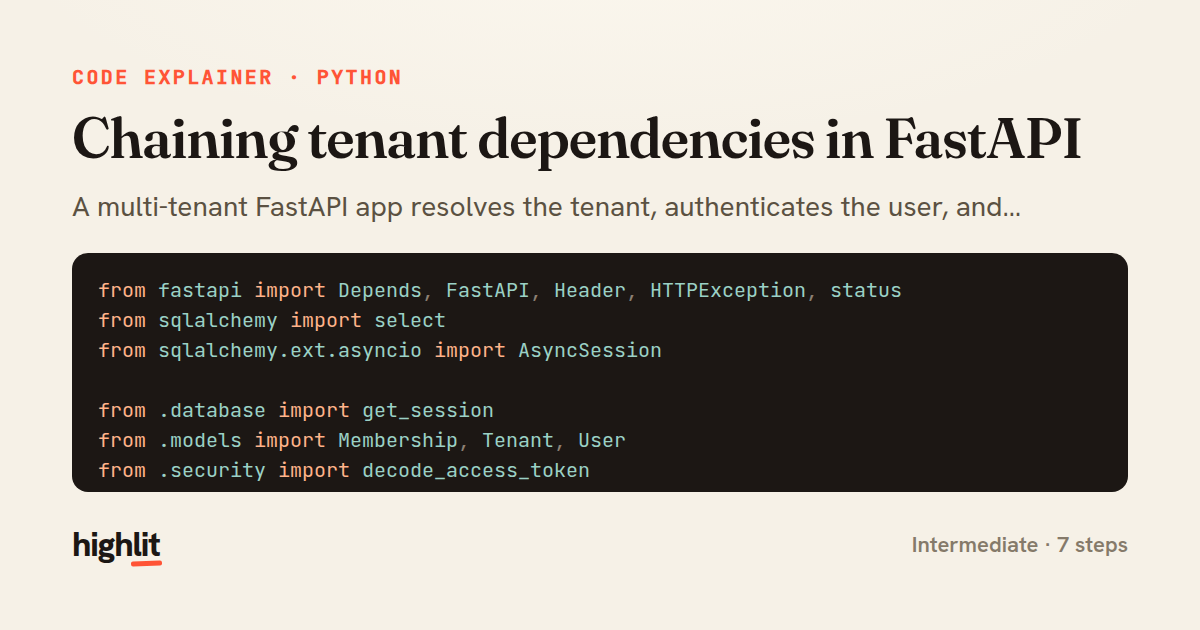 Chaining tenant dependencies in FastAPI — share card