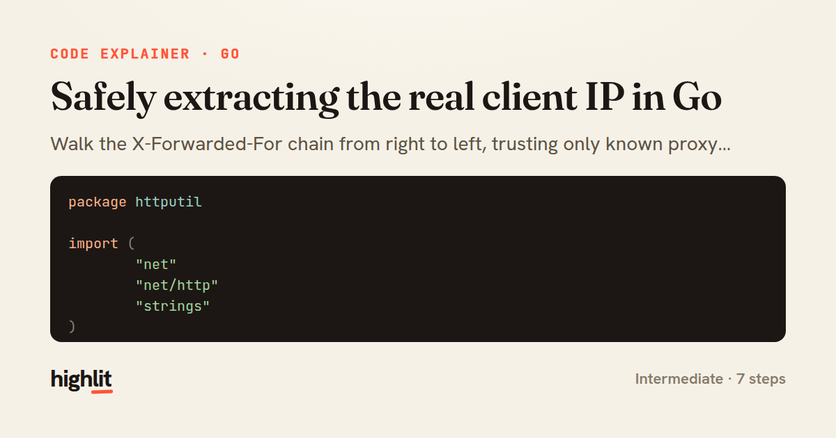 Safely extracting the real client IP in Go — share card