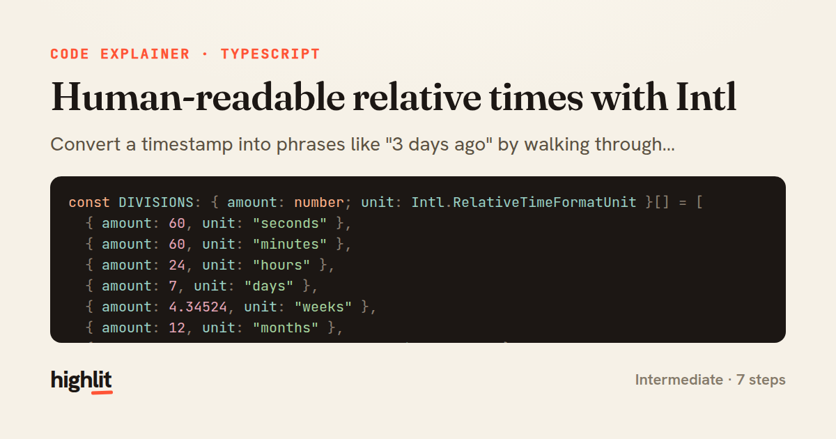 Human-readable relative times with Intl — share card