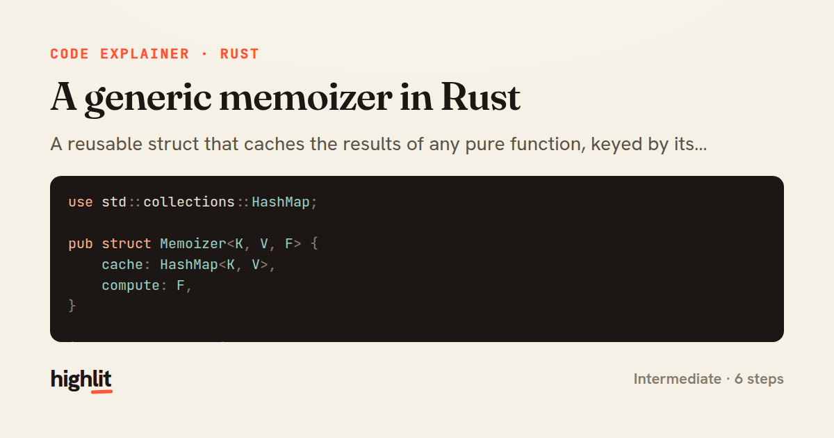 A generic memoizer in Rust — share card