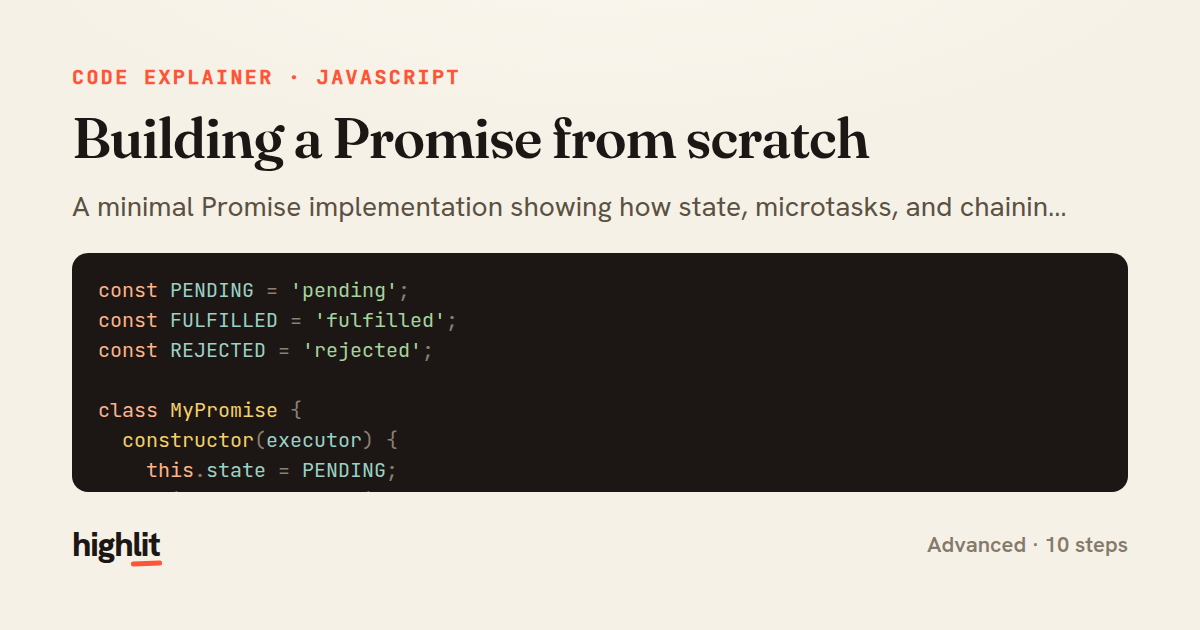Building a Promise from scratch — share card