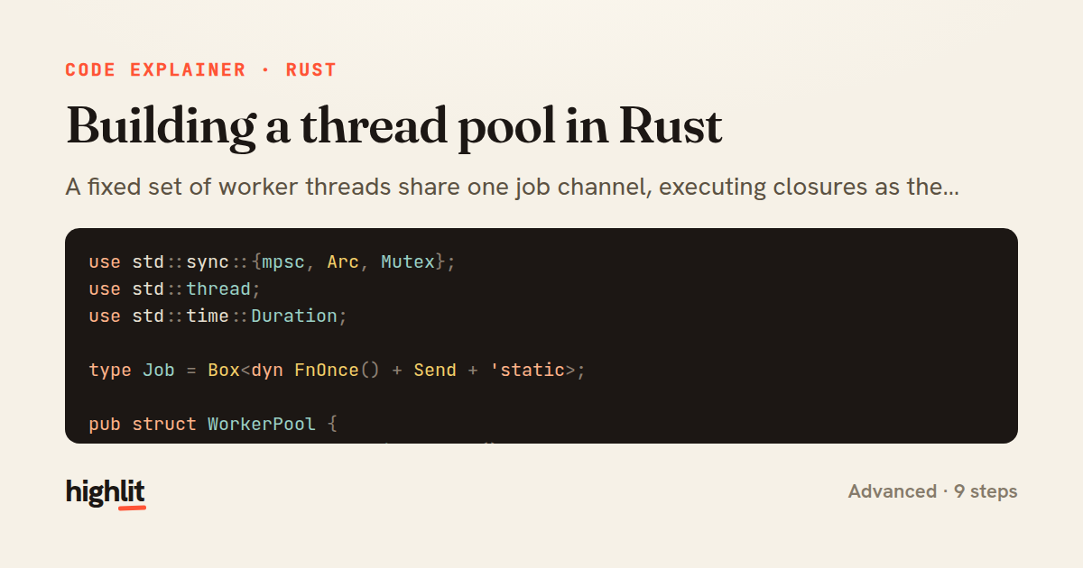 Building a thread pool in Rust — share card