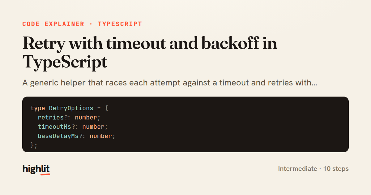 Retry with timeout and backoff in TypeScript — share card