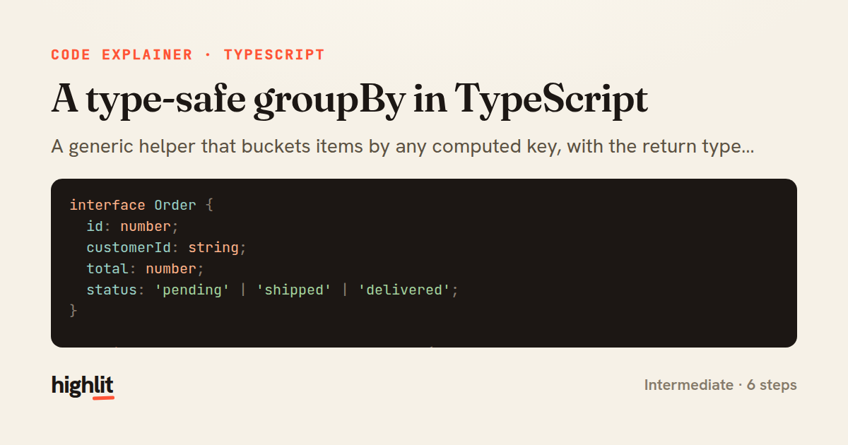 A type-safe groupBy in TypeScript — share card