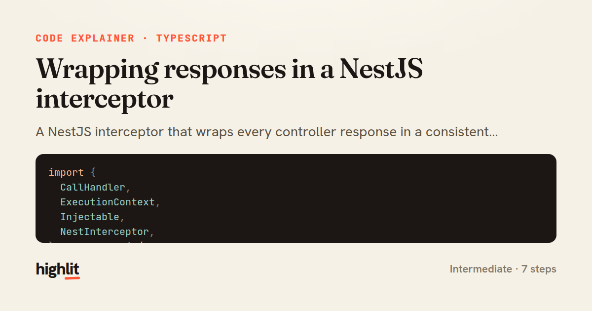 Wrapping responses in a NestJS interceptor — share card