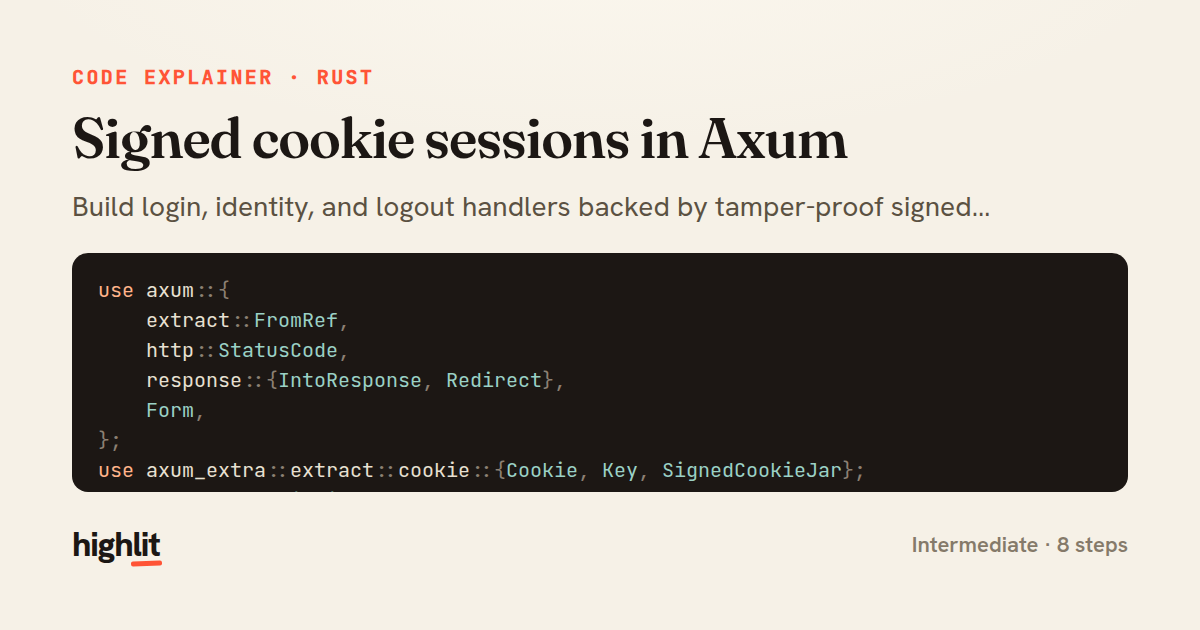 Signed cookie sessions in Axum — share card