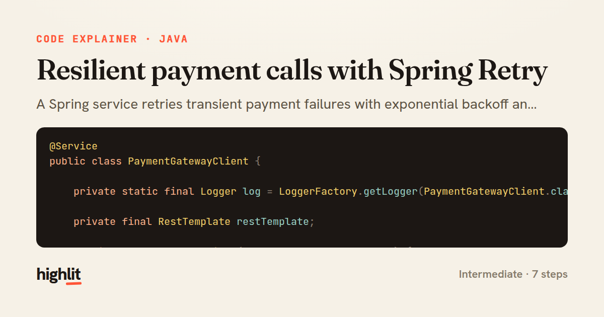 Resilient payment calls with Spring Retry — share card