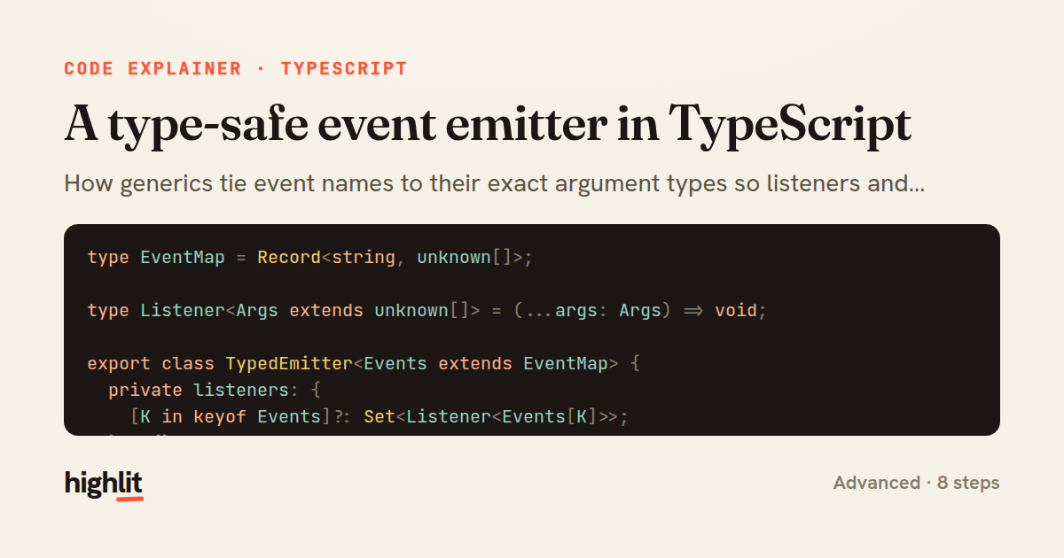 A type-safe event emitter in TypeScript — share card