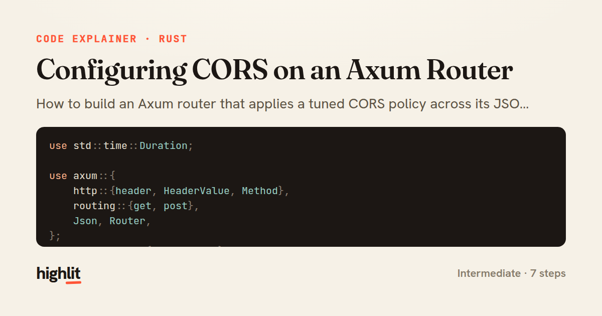 Configuring CORS on an Axum Router — share card