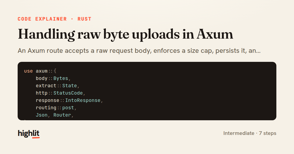 Handling raw byte uploads in Axum — share card