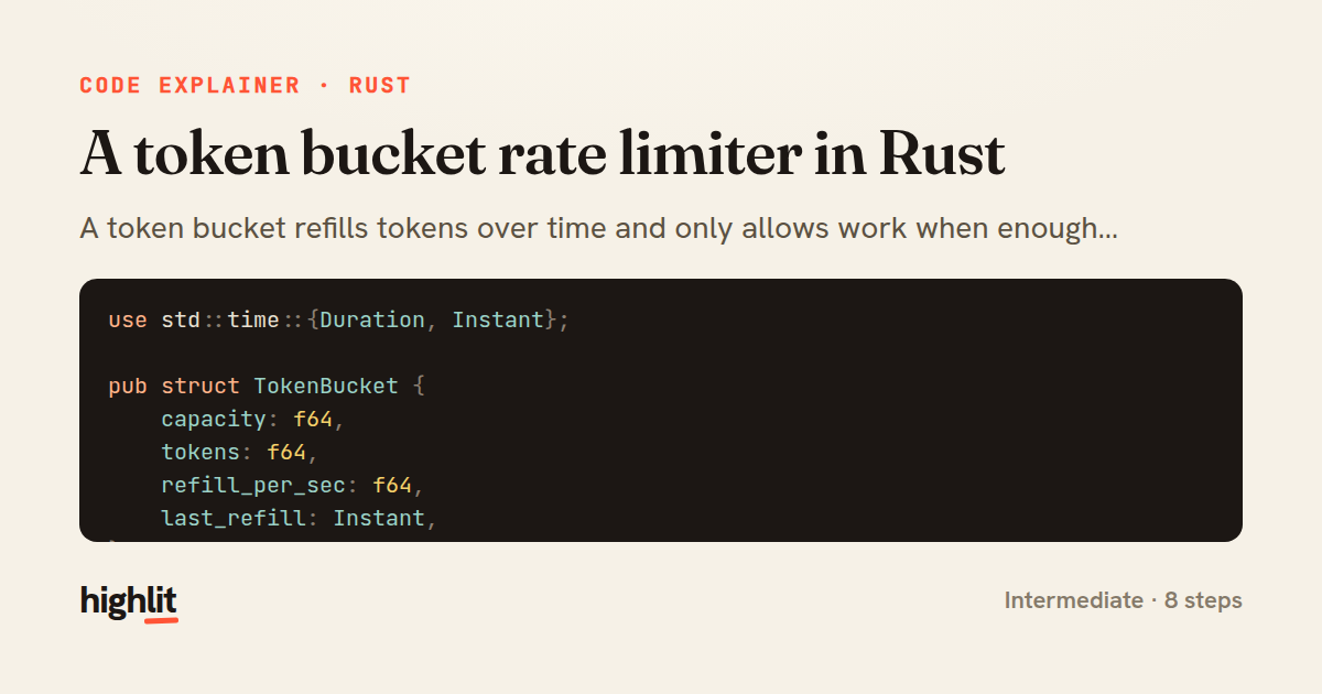 A token bucket rate limiter in Rust — share card