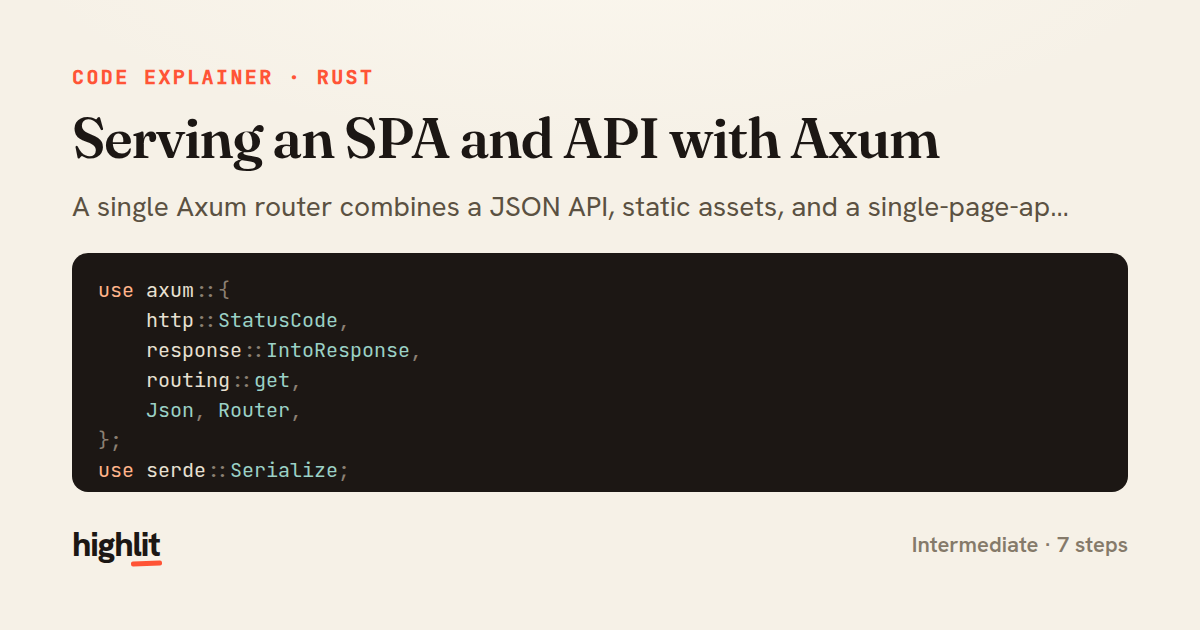 Serving an SPA and API with Axum — share card