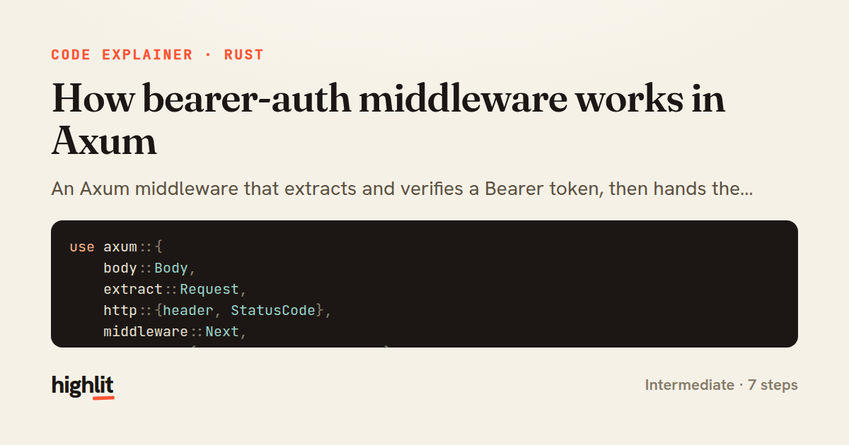 How bearer-auth middleware works in Axum — share card