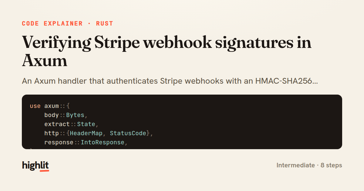 Verifying Stripe webhook signatures in Axum — share card