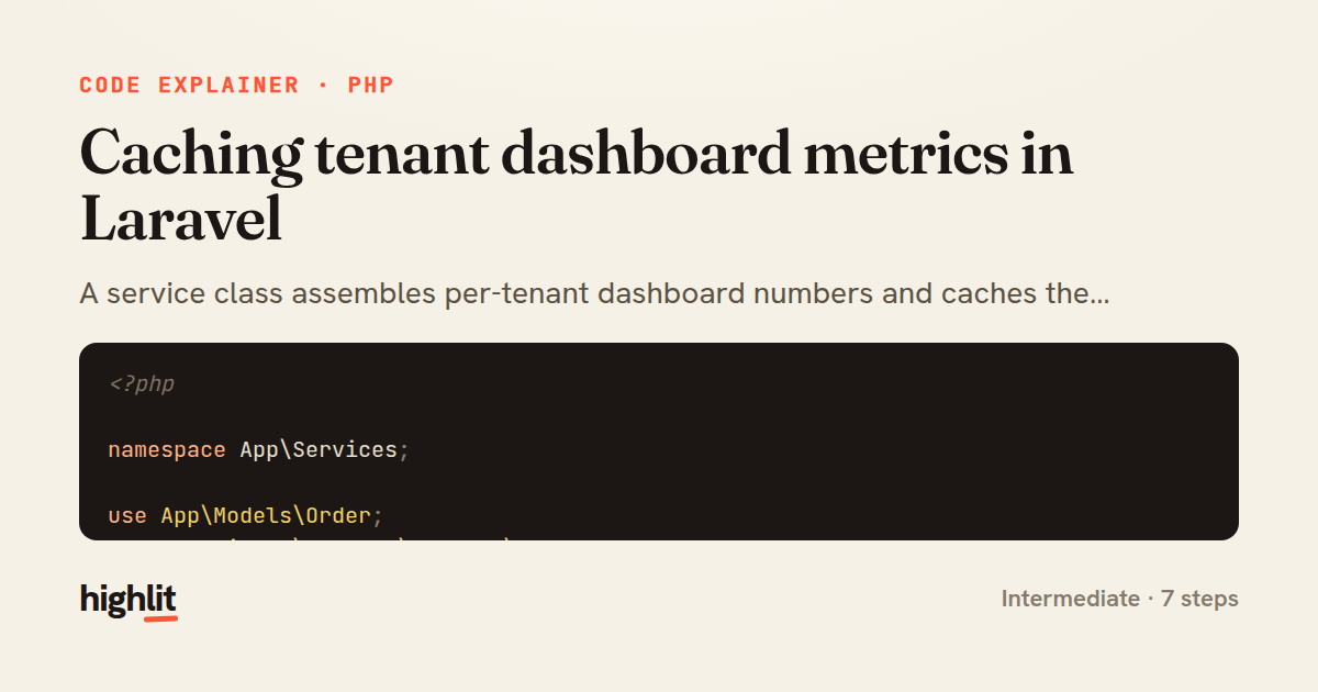 Caching tenant dashboard metrics in Laravel — share card