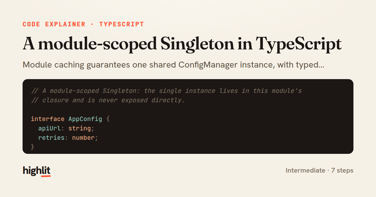 A module-scoped Singleton in TypeScript — share card