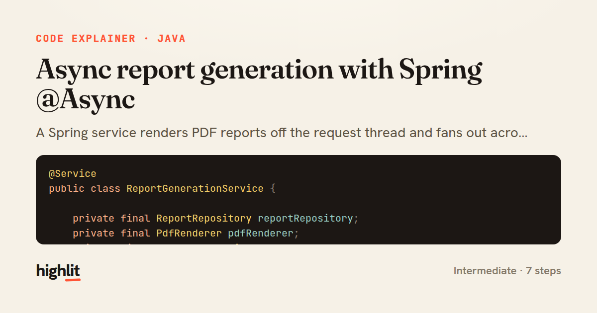 Async report generation with Spring @Async — share card
