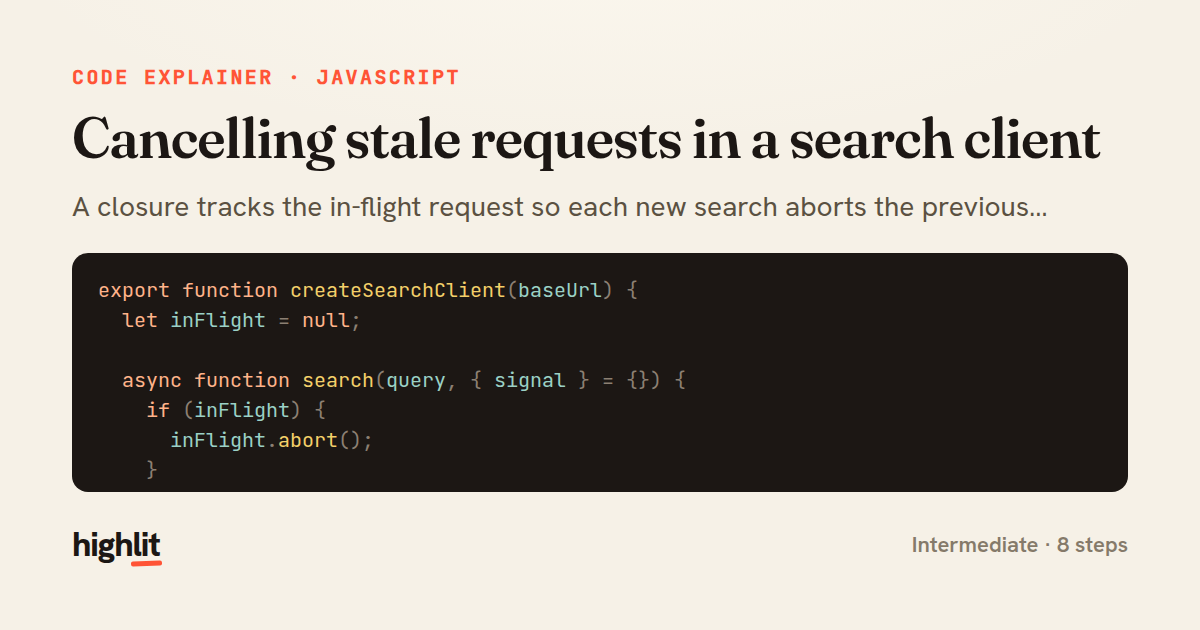 Cancelling stale requests in a search client — share card