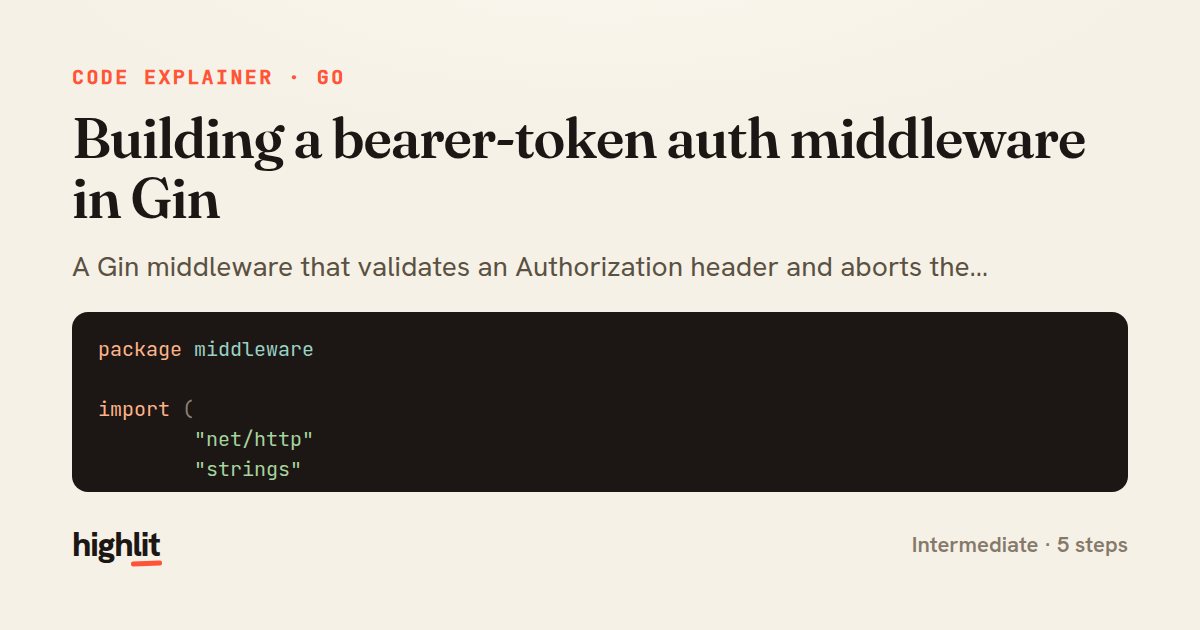 Building a bearer-token auth middleware in Gin — share card