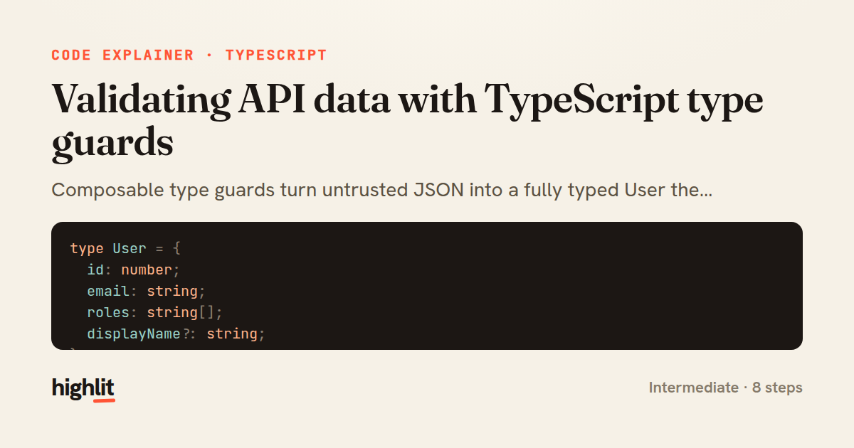 Validating API data with TypeScript type guards — share card