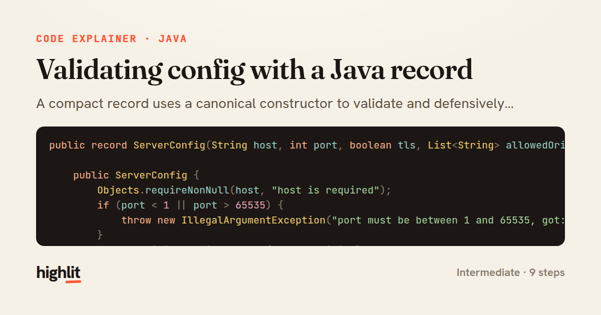 Validating config with a Java record — share card
